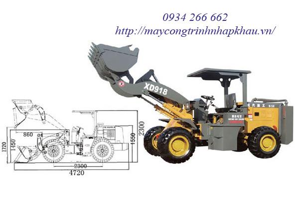 Máy xúc lật chui hầm Model XD918 gầu 0.6m3